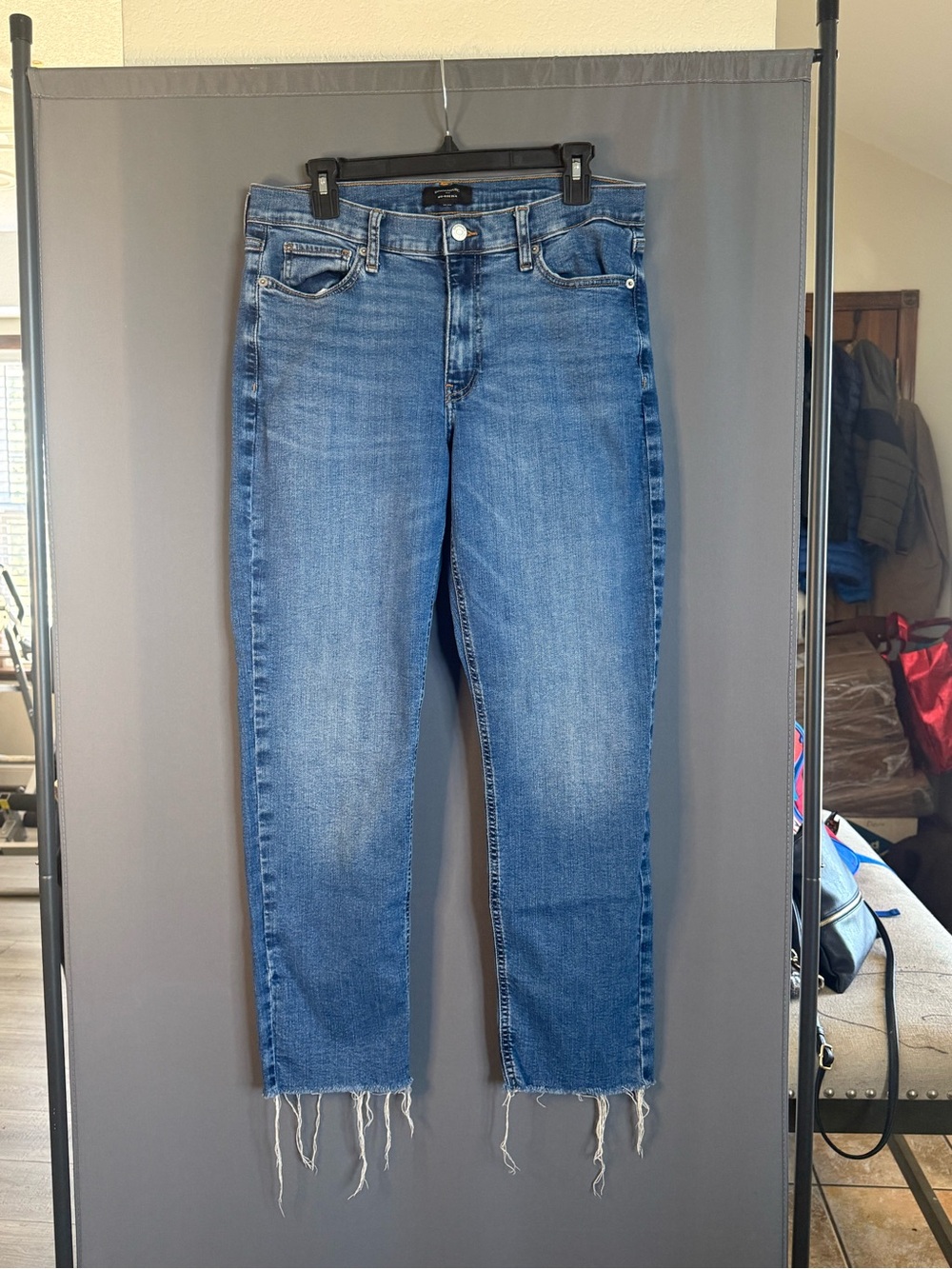 Banana Republic Medium Blue Cropped Jeans with Frayed Hem